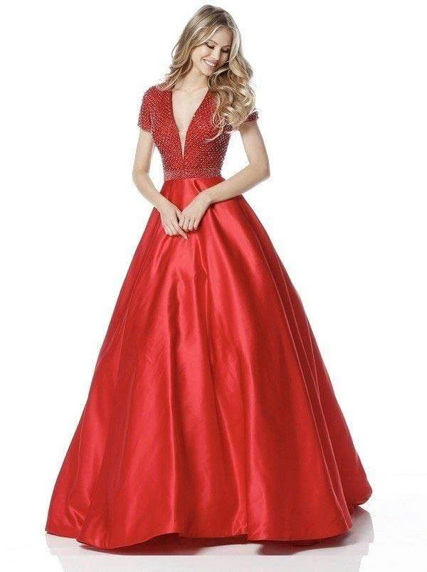 Sherri Hill - 51819 Beaded Ornate V Neck Satin Ballgown 5 Sherri Hill - 51819 Beaded Ornate V Neck Satin Ballgown