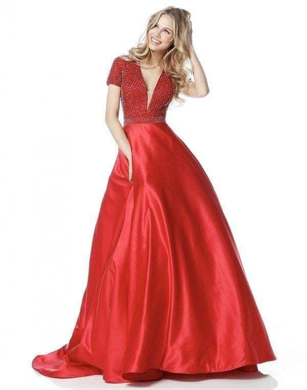 Sherri Hill - 51819 Beaded Ornate V Neck Satin Ballgown 7 Sherri Hill - 51819 Beaded Ornate V Neck Satin Ballgown