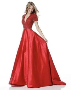 Sherri Hill - 51819 Beaded Ornate V Neck Satin Ballgown 14 Sherri Hill - 51819 Beaded Ornate V Neck Satin Ballgown