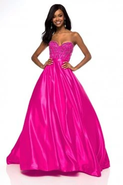 Sherri Hill - 51820 Beaded Strapless Satin Ballgown With Train
