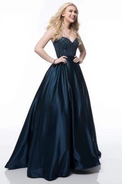 Sherri Hill - 51820 Beaded Strapless Satin Ballgown With Train