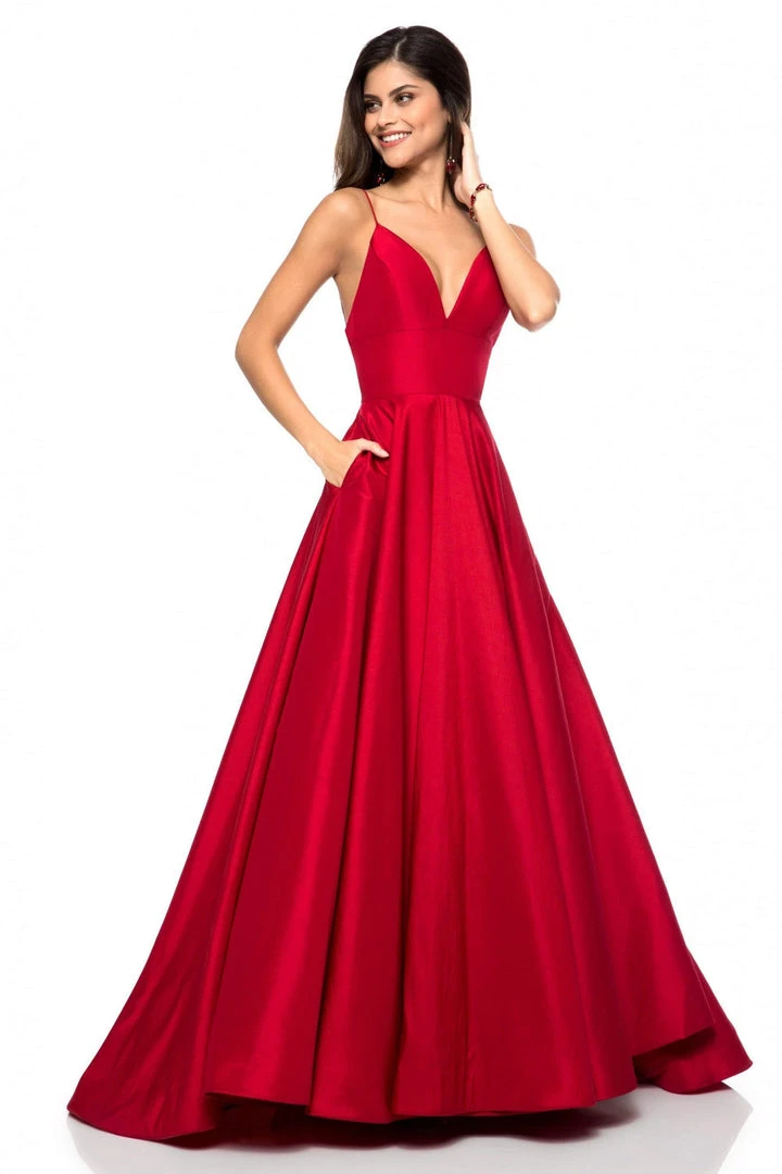 Sherri Hill - 51822 Plunging Empire Taffeta A Line Dress 9 Sherri Hill - 51822 Plunging Empire Taffeta A Line Dress