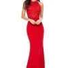 Sherri Hill - 51844 Lace Appliqued Halter Sheath Dress 1 Sherri Hill - 51844 Lace Appliqued Halter Sheath Dress