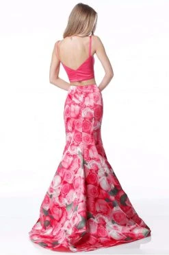 Sherri Hill - 51848 Two Piece Satin Floral Print Mermaid Dress