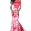 Sherri Hill - 51849 Two Piece Off-Shoulder Floral Print Mermaid Dress
