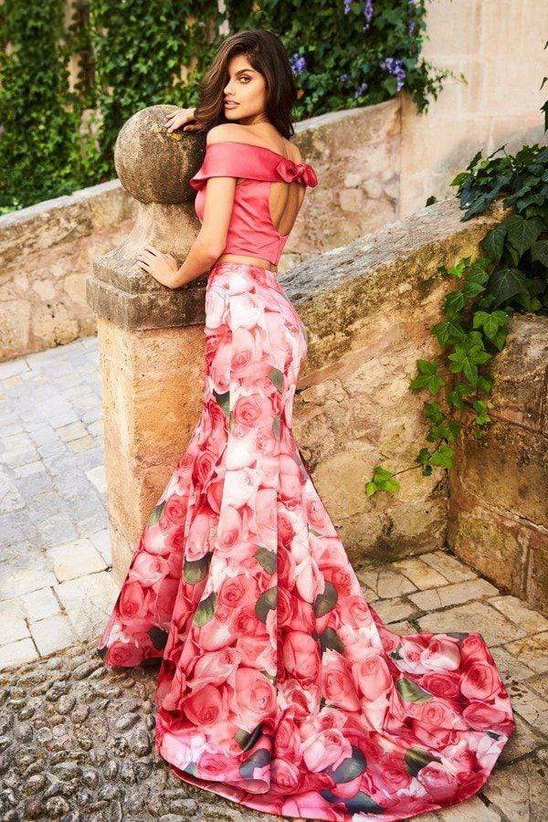 Sherri Hill - 51849 Two Piece Off-Shoulder Floral Print Mermaid Dress 5 Sherri Hill - 51849 Two Piece Off-Shoulder Floral Print Mermaid Dress