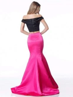 Sherri Hill - 51855 Two Piece Satin Off-Shoulder Mermaid Dress 8 Sherri Hill - 51855 Two Piece Satin Off-Shoulder Mermaid Dress