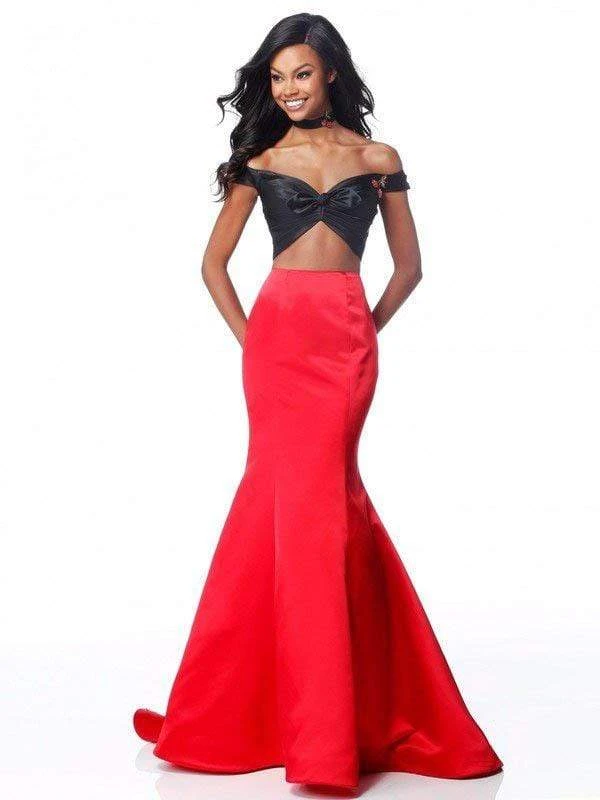 Sherri Hill - 51855 Two Piece Satin Off-Shoulder Mermaid Dress 6 Sherri Hill - 51855 Two Piece Satin Off-Shoulder Mermaid Dress