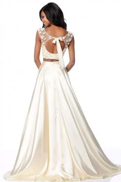 Sherri Hill - 51863 Two Piece Floral Applique Charmeuse A-line Dress