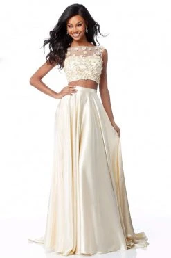 Sherri Hill - 51863 Two Piece Floral Applique Charmeuse A-line Dress 7 Sherri Hill - 51863 Two Piece Floral Applique Charmeuse A-line Dress