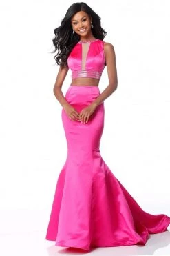 Sherri Hill - 51864 Two Piece Beaded Satin Mermaid Dress With Train 12 Sherri Hill - 51864 Two Piece Beaded Satin Mermaid Dress With Train