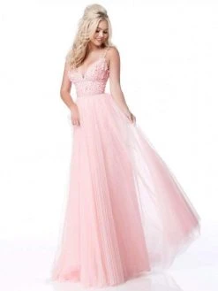 Sherri Hill - 51866 Floral Appliqued Plunging V-Neck Dress