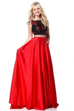 Sherri Hill - 51867 Two Piece Floral Applique A-Line Gown