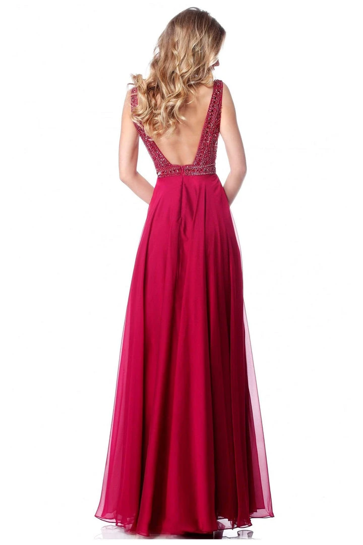 Sherri Hill - 51874 Beaded V-Neck Bodice Chiffon Dress 4 Sherri Hill - 51874 Beaded V-Neck Bodice Chiffon Dress