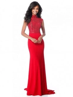 Sherri Hill - 51876 Beaded High Neck Sheath Dress