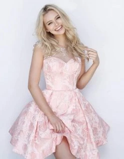 Sherri Hill - 51878 Embellished Illusion Bateau Brocade A-line Dress 11 Sherri Hill - 51878 Embellished Illusion Bateau Brocade A-line Dress