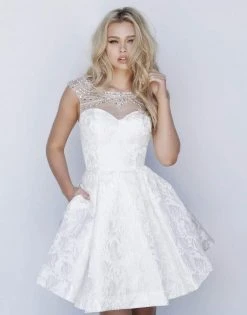 Sherri Hill - 51878 Embellished Illusion Bateau Brocade A-line Dress 9 Sherri Hill - 51878 Embellished Illusion Bateau Brocade A-line Dress