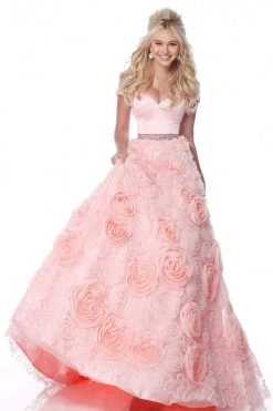 Sherri Hill - 51885 Off Shoulder Rose Appliqued Ballgown