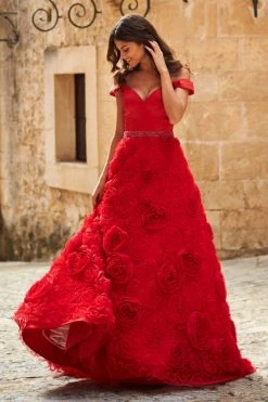 Sherri Hill - 51885 Off Shoulder Rose Appliqued Ballgown 16 Sherri Hill - 51885 Off Shoulder Rose Appliqued Ballgown