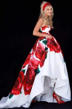 Sherri Hill - 51887 Strapless Floral Print Semi-Sweetheart Ballgown 16 Sherri Hill - 51887 Strapless Floral Print Semi-Sweetheart Ballgown