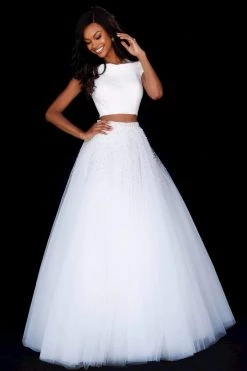 Sherri Hill - 51907 Beaded Two Piece Off-Shoulder Tulle Ballgown