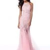 Sherri Hill - 51913 Lace Applique Halter Tulle Trumpet Dress
