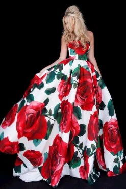 Sherri Hill - 51926 Strapless Floral Print Ballgown With Train 17 Sherri Hill - 51926 Strapless Floral Print Ballgown With Train
