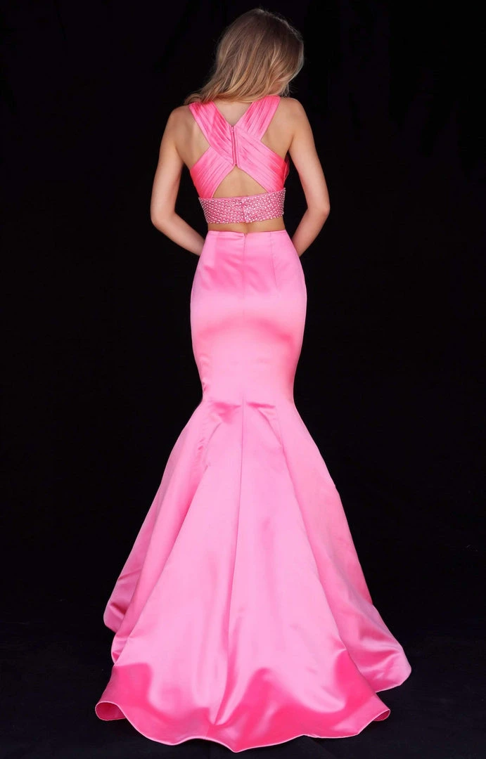 Sherri Hill - 51928 Two Piece Cross Halter Beaded Satin Mermaid Dress 6 Sherri Hill - 51928 Two Piece Cross Halter Beaded Satin Mermaid Dress