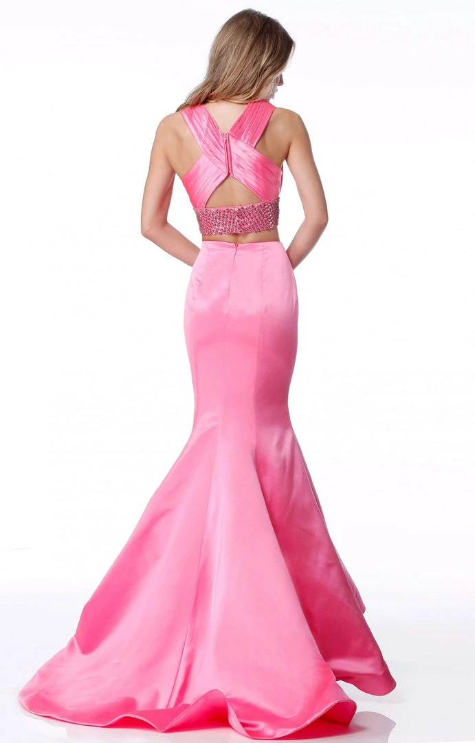 Sherri Hill - 51928 Two Piece Cross Halter Beaded Satin Mermaid Dress 4 Sherri Hill - 51928 Two Piece Cross Halter Beaded Satin Mermaid Dress
