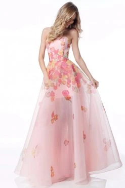 Sherri Hill - 51930 Strapless Floral Organza Sheer A-Line Dress 9 Sherri Hill - 51930 Strapless Floral Organza Sheer A-Line Dress