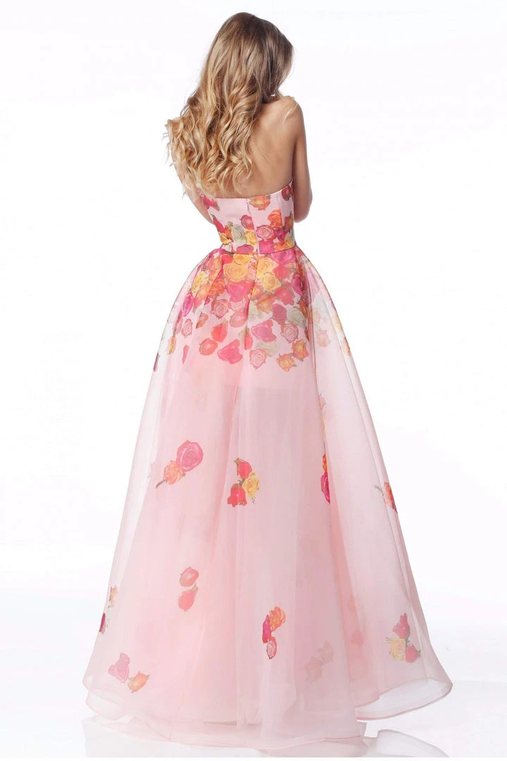 Sherri Hill - 51930 Strapless Floral Organza Sheer A-Line Dress 4 Sherri Hill - 51930 Strapless Floral Organza Sheer A-Line Dress