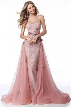 Sherri Hill - 51931 Strapless Lace Sweetheart Dress With Overskirt