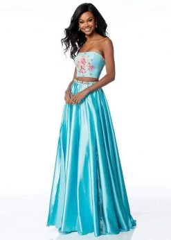 Sherri Hill - 51932 Two Piece Floral Print Charmeuse A-line Dress