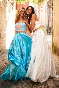 Sherri Hill - 51932 Two Piece Floral Print Charmeuse A-line Dress