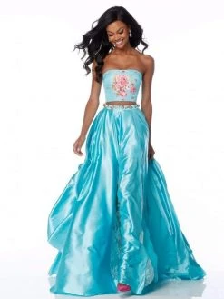 Sherri Hill - 51932 Two Piece Floral Print Charmeuse A-line Dress