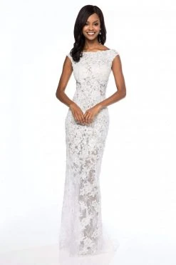 Sherri Hill - 51936 Lace Bateau Sheath Dress With Tulle Overskirt 7 Sherri Hill - 51936 Lace Bateau Sheath Dress With Tulle Overskirt