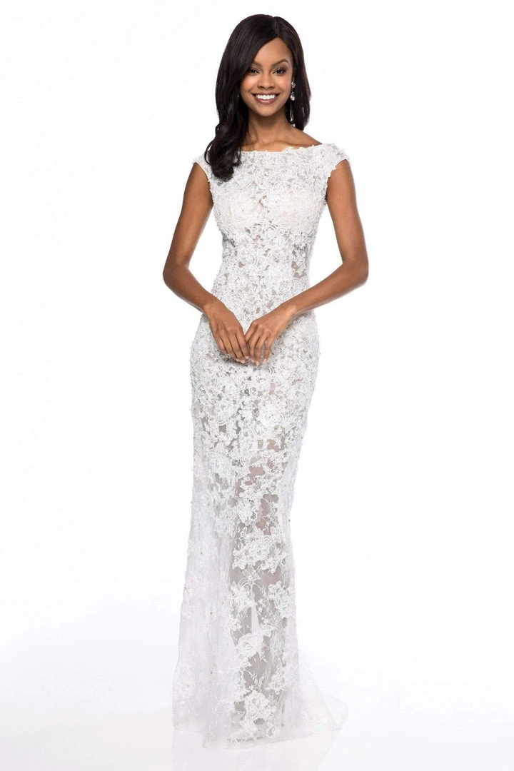 Sherri Hill - 51936 Lace Bateau Sheath Dress With Tulle Overskirt 5 Sherri Hill - 51936 Lace Bateau Sheath Dress With Tulle Overskirt