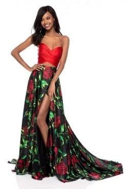 Sherri Hill - 51937 Two Piece Sweetheart Floral Print A-line Dress