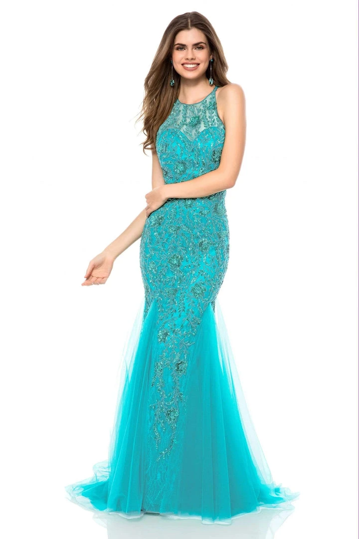 Sherri Hill - 51939 Beaded Lace Halter Tulle Mermaid Dress 3 Sherri Hill - 51939 Beaded Lace Halter Tulle Mermaid Dress