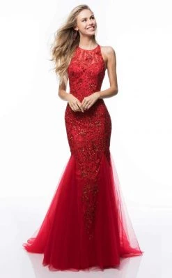 Sherri Hill - 51939 Beaded Lace Halter Tulle Mermaid Dress 12 Sherri Hill - 51939 Beaded Lace Halter Tulle Mermaid Dress