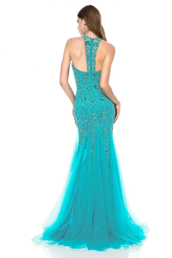 Sherri Hill - 51939 Beaded Lace Halter Tulle Mermaid Dress 4 Sherri Hill - 51939 Beaded Lace Halter Tulle Mermaid Dress