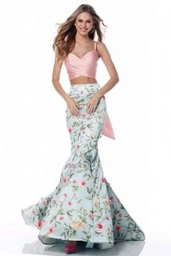 Sherri Hill - 51943 Two Piece Floral Print Mermaid Dress