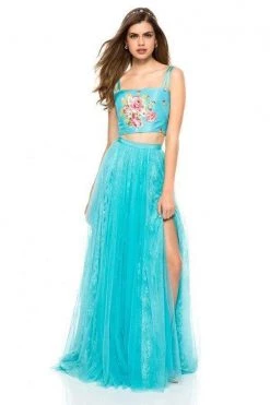 Sherri Hill - 51945 Floral Two Piece Lace A-Line Dress