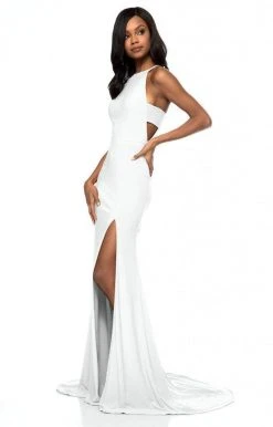 Sherri Hill - 51947 Jersey Fitted Dress With Cutout Sides And Slit
