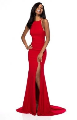 Sherri Hill - 51947 Jersey Fitted Dress With Cutout Sides And Slit