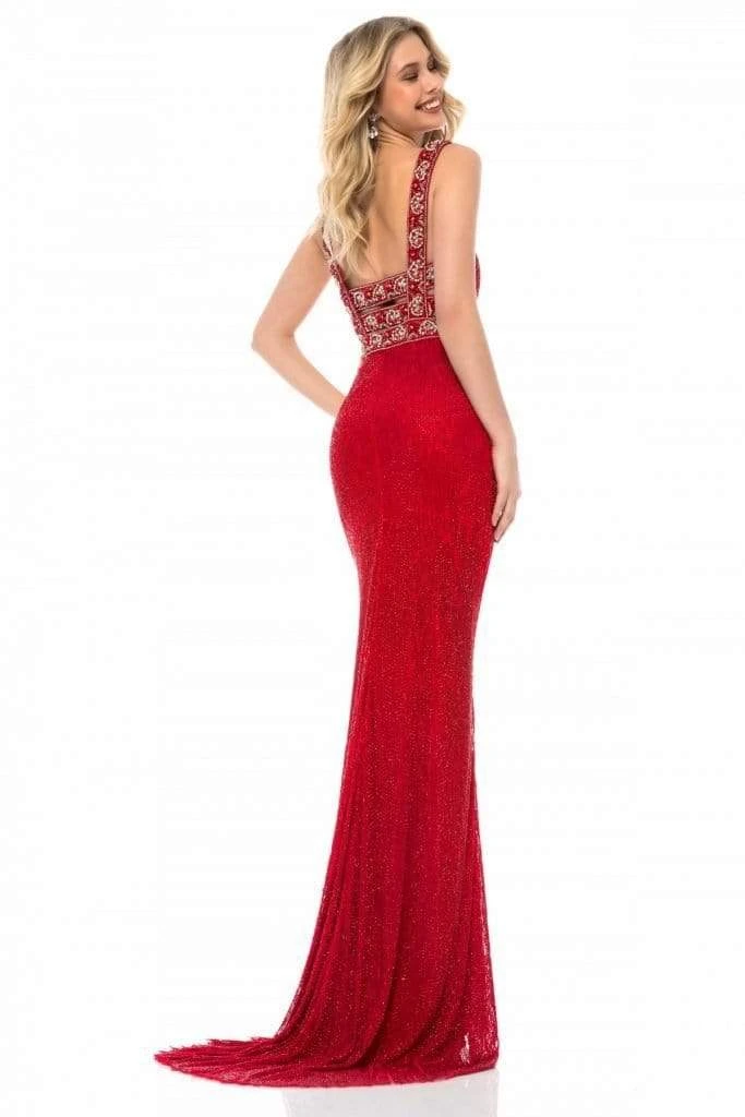 Sherri Hill - 51950 Beaded Square Neck Sheath Dress With Train 4 Sherri Hill - 51950 Beaded Square Neck Sheath Dress With Train