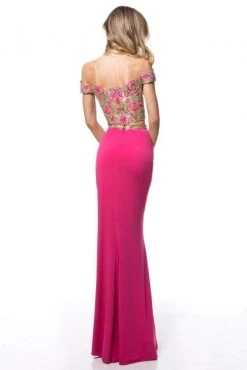 Sherri Hill - 51951 Beaded Lace Off-Shoulder Jersey Fitted Dress