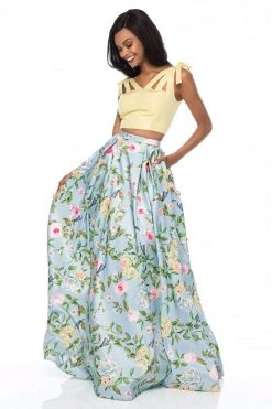 Sherri Hill - 51959 Two Piece V-neck Floral Print A-line Dress