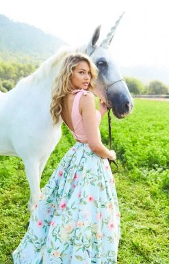 Sherri Hill - 51959 Two Piece V-neck Floral Print A-line Dress