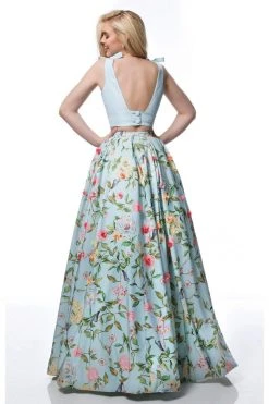 Sherri Hill - 51959 Two Piece V-neck Floral Print A-line Dress